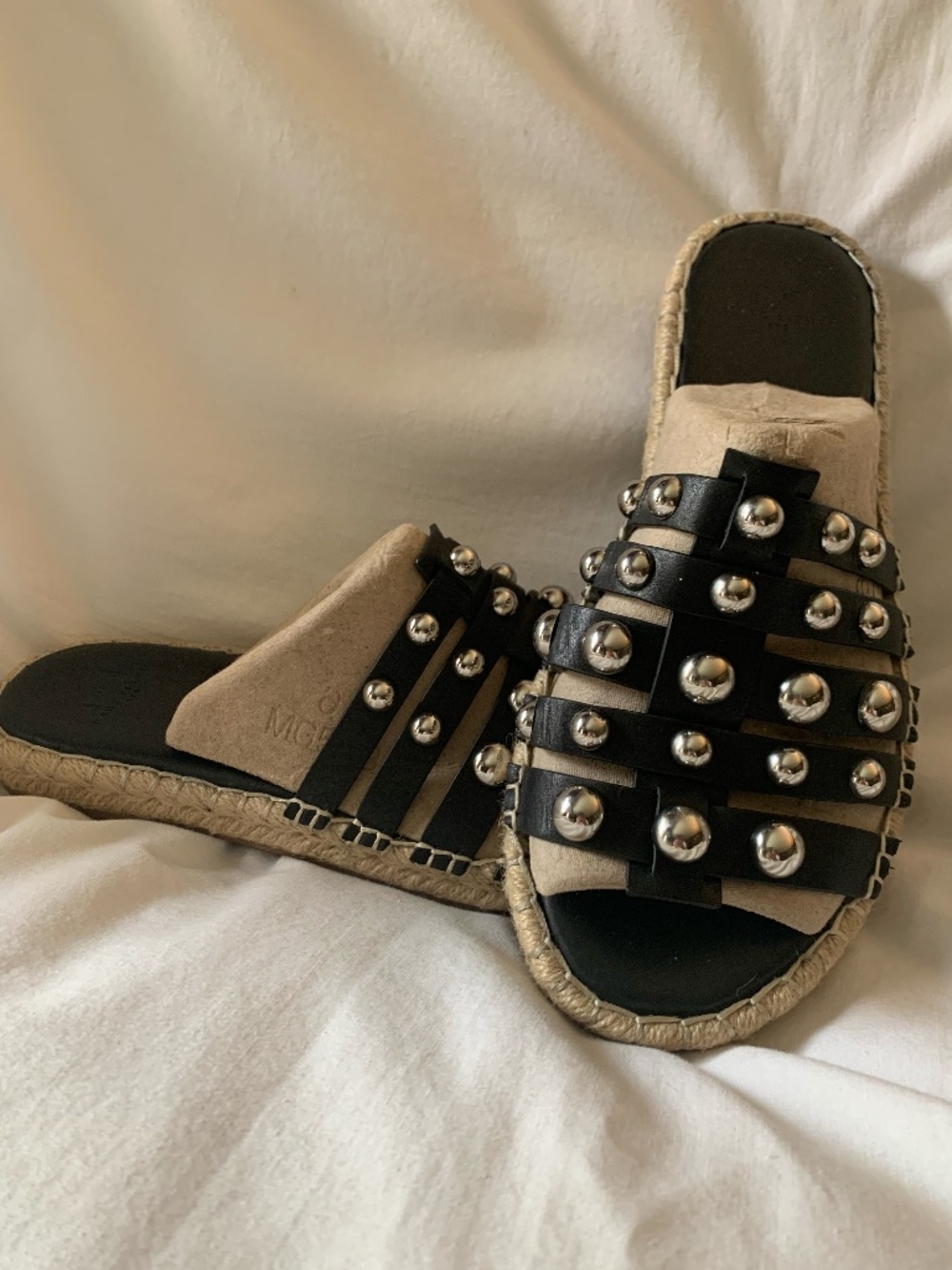 Marc Fisher LTD 'Tamie Studded Espadrille Slide Sandals'